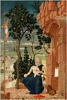 Panel Prints: Follower of Andrea Mantegna, Saint Jerome in the Wilderness, c. 1475, tempera on panel