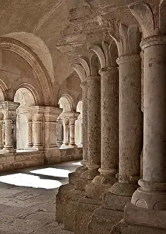 Mediaeval Prints: Fontenay former Cistercian monastery Cloister arcades, St. Saint, Saint