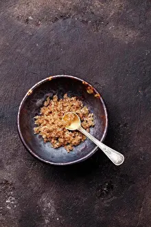 Ingredient Prints: Food coarse Aged Balsamic salt on dark background