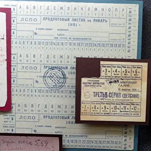 Cards Prints: Food rationing cards. Leningrad, Soviet Russia 1930.s
