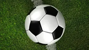 Feld Prints: Football on the ground A classic football on the ground. 3d illustration