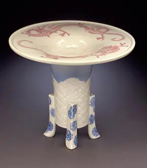 Late Prints: Footed Vase with Dragons and Waves