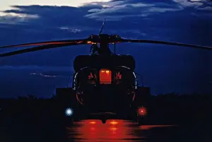 Taxi Prints: Fort Lewis, Washington : UH-60A Black Hawk Helicopter Prepares to Taxi for a Night Mission Just After Sunset