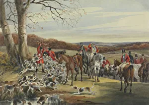 Gouache Prints: Foxhunting Melton Mowbray 1835 Cream Thing Edward Hull