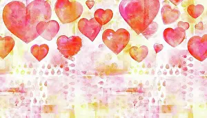 Rosy Prints: A frame with hand drawn watercolor hearts