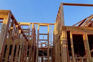 Beam Prints: Framing beam of new house under construction home beam construction