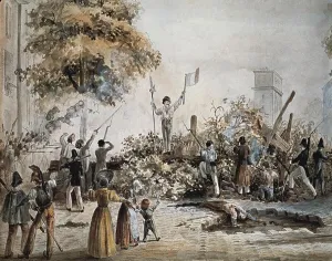 French Woman Prints: France (1830). Revolution of July in Paris