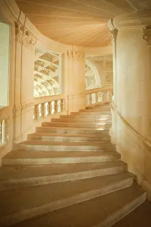 Loire Valley Prints: France, Loire Valley, Chambord Castle, The Grand Staircase