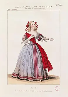 Singing Prints: France, Paris, Costume sketch for Lucia in opera Lucia di Lammermoor