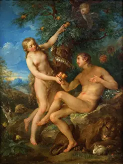 Old Testament Prints: Francois Le Moyne; French; Paris 1688-1737 Paris; Adam and Eve Before the Fall; Oil on copper