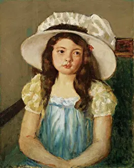 Apparel Prints: Francoise Wearing a Big White Hat. Mary Cassatt (1845-1926). Oil on canvas. 62.2 50.2cm