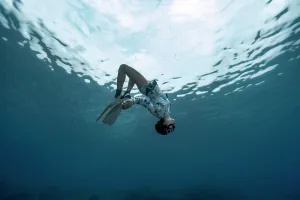 Diving Equipment Prints: Freediver in the clear waters of the Andaman Sea in Thailand