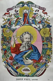 Fictional Character Prints: French 19th century, coloured illustration showing the Catholic