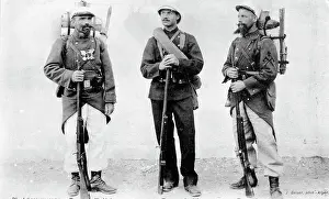 1905 Prints: French Foreign Legion, soldier wearing different uniforms 1905