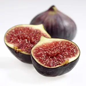 Ingredient Prints: Fresh Figs, ficus carica against White Background