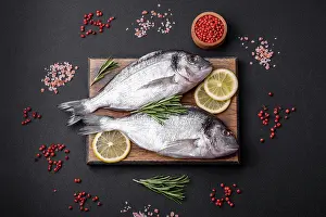 2023 Prints: Fresh raw dorado fish with spices