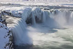 Body Of Water Prints: frozen waterfall from aerial view named Godafoss