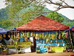 Multicolour Prints: fruit stand in manzanillo, colima, mexico