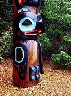 Southeast Alaska Prints: Gaanaxadi/Raven Pole carved by Nathan Jackson and Steve Brown in 1983