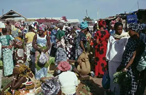Gambian Prints: Gambia, Banjul, Women At Market Wearing Brightly Coloured Clothes