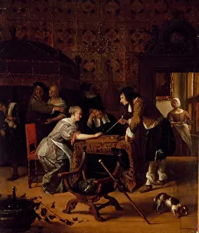 Board Game Prints: A Game of Backgammon by Jan Steen