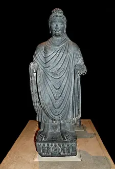 Story Prints: Gandhara, 2nd century. This shows four sides in the life of the Buddha: his birth