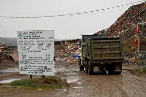 Trash Prints: Garbage truck arrives at the local Waste Management facility in the city of Iqaluit