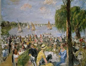Large Group Of People Prints: Garden Cafe on Wannsee by Max Liebermann, c. 1920-1929, painting, (1847-1935)