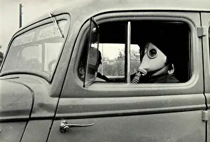 Motorcar Prints: A gas mask by Russian Photographer /Moscow Photo Museum (House of Photography)/1930s/Photograph/Russia/Genre