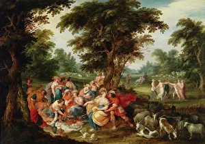 Full Length Prints: Gathering on pasture by Frans Francken the Younger