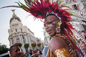 Feather Prints: Gay Pride 2009, Metropolis building, Madrid, Spain, Europe