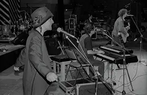 Music Troop Prints: GDR, Berlin, 12.02.1990, political festival in the Werner-Seelenbinder-Halle, band, singer