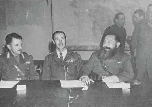 1945 Prints: Gen. Scobie confers with rival Greek leaders Major Gen
