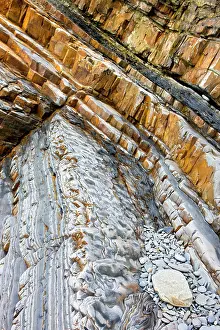 Geological Prints: Geological rock strata at Sandymouth Bay in North Cornwall
