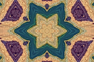 Dreamy Prints: A geometrical abstract pattern made by applying fractal mirroring to a photo of Horseshoe Bend Arizona