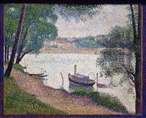 Post Impressionism Prints: Georges Seurat; French; paris 1859-1891 paris; Gray Weather; Grande Jatte; ca