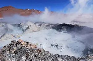 Reportage Prints: Geothermal activity, hot geyser in the Uyuni salar in Bolivia