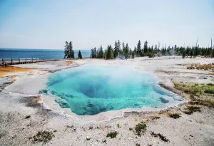 Geothermal Prints: geothermal pool in Yellowstone National Park, Wyoming