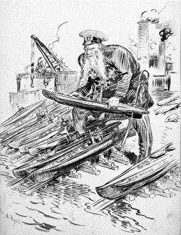 Caricature Prints: German Grand Admiral Alfred von Tirpitz (1849-1930) with his answer to British naval strength