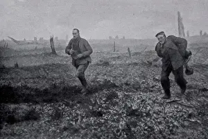 Surrender Prints: Two german soldiers surrender in France December 1916. World War I