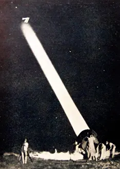 Ww I Prints: German World war one searchlight prepared in a German anti-aircraft position 1917