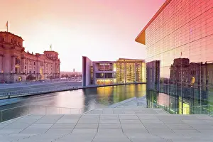 Lighted Prints: Germany, Berlin, Paul Loebe House, left Reichstag, right Marie Elisabeth Lueders Building