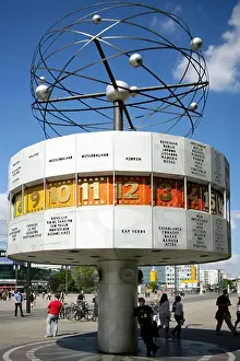 Travelling Prints: Germany, Berlin, solar system with planet orbits world time clock Alexander's place