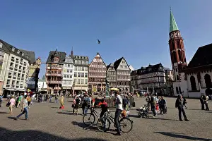 Bicycle Prints: Germany, Hesse, Frankfurt am Main, Roemerberg (Römerberg) square with Nicolaikirche