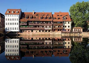 Destination Prints: Germany, Nuremberg, row of houses at Pegnitz River near Max Bridge