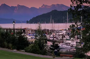 Gibsons Harbour in evening, Sunshine Coast, British Columbia, Canada
