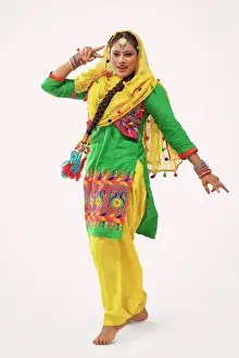 Jewellery Prints: A Giddha dancer performing a dance step with hand gestures