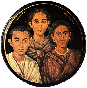 Gilded Prints: Gilded glass medallion depicting Galla Placidia with her children with Valentinian III on the left