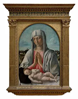 Innocent Prints: Giovanni Bellini; Italian; Venice; active by 1459 - 1516 Venice; Madonna Adoring the Sleeping Child; Tempera on wood