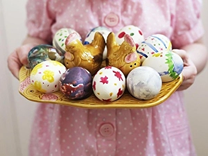 Eggs Prints: A girl with easter eggs, Sweden